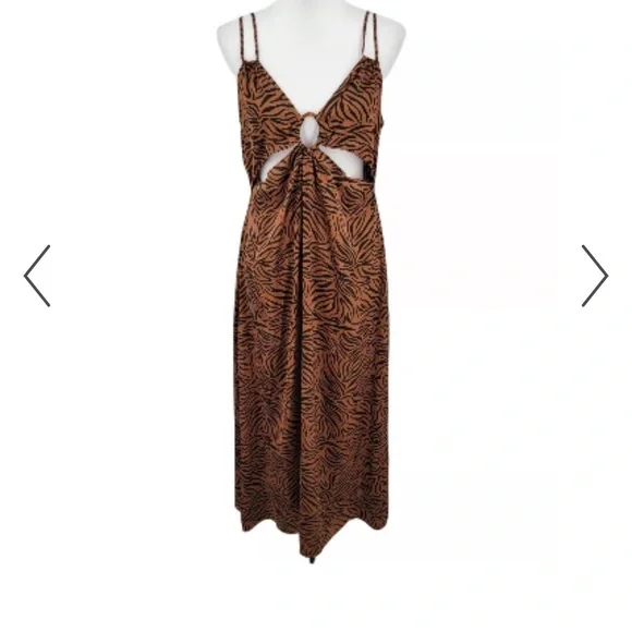 Zara Brown Zebra Print Maxi Dress XL NWT - Picture 2 of 13
